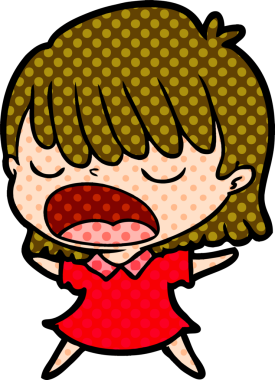 Çizgi filmdeki kadın bir insan tarafından yüksek sesle çizilmiş.