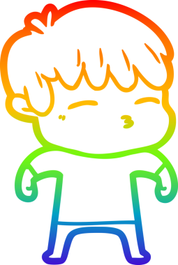 Gökkuşağı gradyanı çizimi Bir insan tarafından çizilmiş meraklı bir çocuk