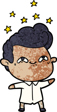 Bir insan tarafından çizilmiş heyecanlı bir çizgi film.