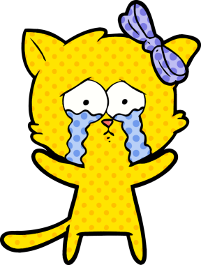 Bir insan tarafından çizilmiş çizgi film kedisi.