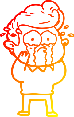 Bir insan tarafından çizilmiş, ağlayan bir çizgi film karakteri.