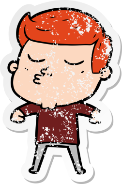 Bir insan tarafından çizilmiş karikatür mankeni adamın sıkıntılı çıkartması.