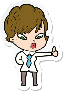 Bir insan tarafından çizilmiş bir karikatür kadının çıkartması.