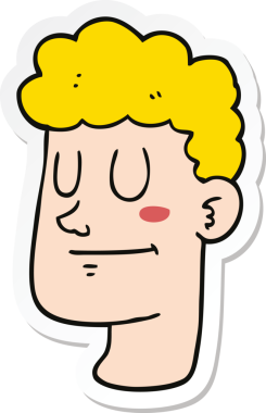 Bir insan tarafından çizilmiş karikatür erkek yüzü çıkartması