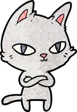 Bir insan tarafından çizilmiş çizgi film kedisi.