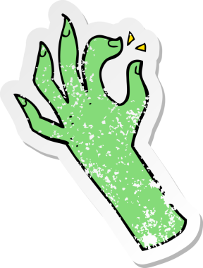 Bir insan tarafından çizilmiş karikatür el sembolünün gerilimli yapıştırması.