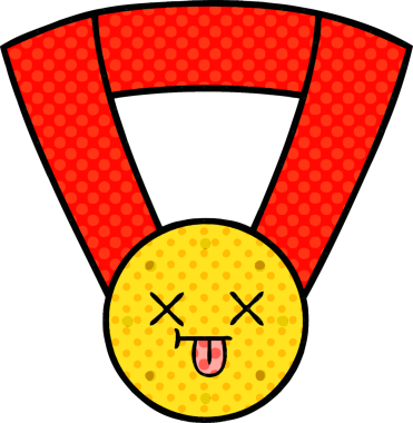 Bir insan tarafından çizilmiş altın madalyanın karikatürü.