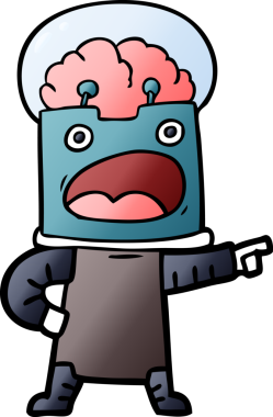 Bir insan tarafından çizilmiş çizgi film robotu