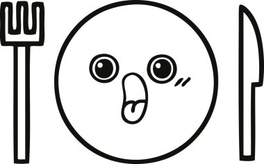 Bir insan tarafından çizilmiş bir yemek tabağının karikatürü.