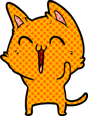 Bir insan tarafından çizilmiş mutlu çizgi film kedisi.