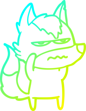 Bir insan tarafından çizilmiş, kızgın bir kurdun soğuk çizgi çizimi.