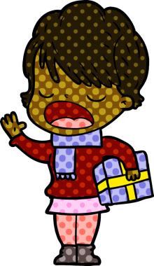 Bir insan tarafından çizilmiş bir karikatür kadın konuşuyor.