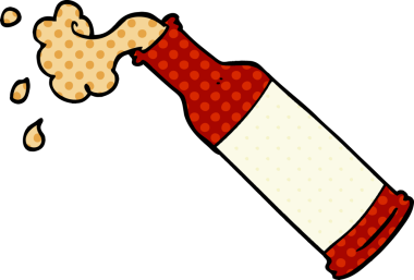 Bir insan tarafından çizilmiş köpüklü bira şişesi.