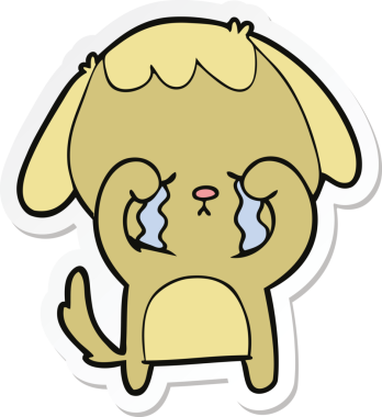 Bir insan tarafından çizilmiş ağlayan bir köpeğin çıkartması.