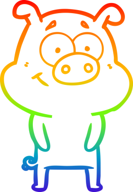 gökkuşağı gradyan çizimi mutlu çizgi domuz çizimi bir insan tarafından çizilmiş