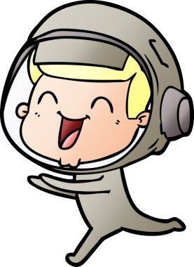 Bir insan tarafından çizilmiş mutlu astronot çizgi filmi.