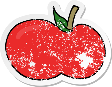 Bir insan tarafından çizilmiş karikatür elmasının sıkıntılı çıkartması.