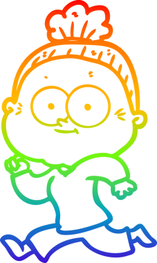 Gökkuşağı gradyan çizgi çizimi Bir insan tarafından çizilmiş mutlu yaşlı kadın