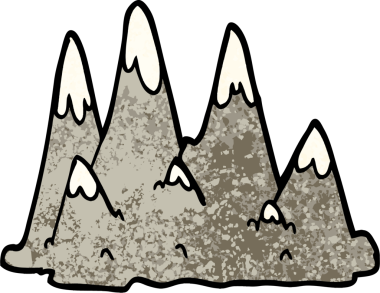 Bir insan tarafından çizilmiş grunge desenli çizim çizgi film dağları