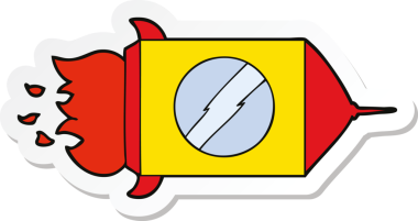 Bir insan tarafından çizilmiş uzay roketinin çıkartması.