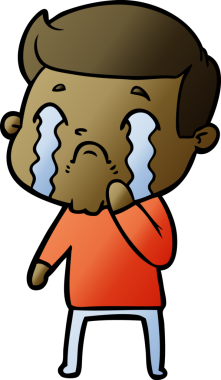 Bir insan tarafından çizilmiş ağlayan çizgi film adamı.