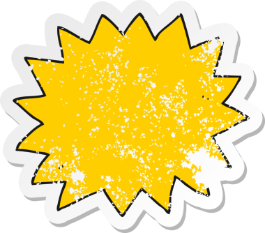 Bir insanın çizdiği karikatür patlamasının gerilimli retro çıkartması.