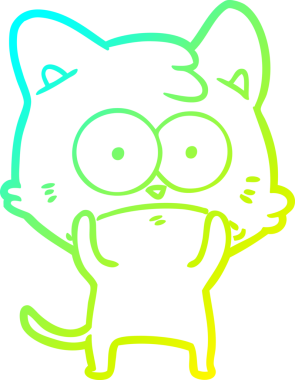 İnsan tarafından çizilmiş bir çizgi film çizimi. Sinirli bir kedi.