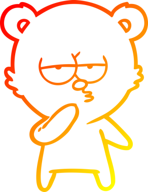 Bir insan tarafından çizilmiş, sıkılmış bir kutup ayısının sıcak çizgi çizimi.