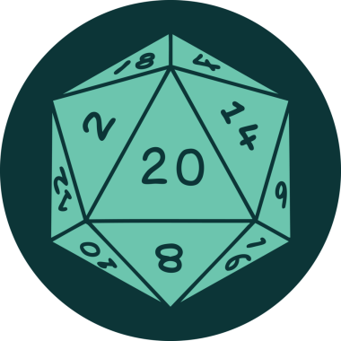 Bir insanın çizdiği d20 zarının ikonik dövme şekli