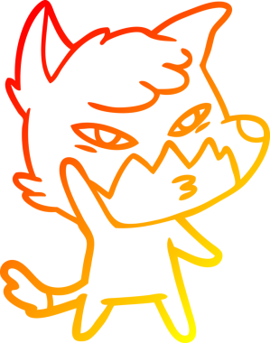 Bir insan tarafından çizilmiş akıllı bir tilkinin sıcak çizgi çizimi