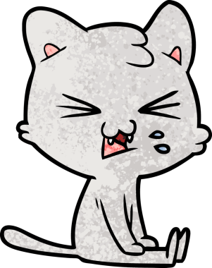 Bir insan tarafından çizilmiş kedi tıslaması.