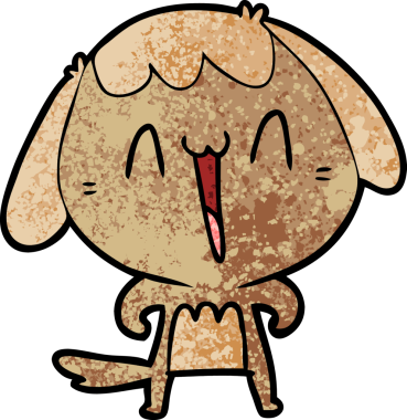 Bir insan tarafından çizilmiş şirin bir çizgi film köpeği.