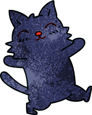 Bir insan tarafından çizilmiş garip çizgi film kedisi.