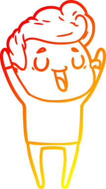 Bir insan tarafından çizilmiş mutlu bir çizgi film karakteri çizimi.