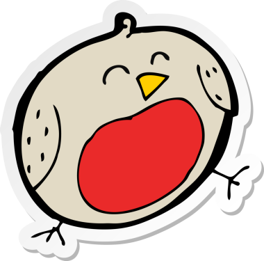 Bir insan tarafından çizilmiş Robin çizgi filminin çıkartması.