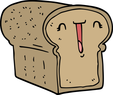 Bir insan tarafından çizilmiş güzel bir ekmek karikatürü.