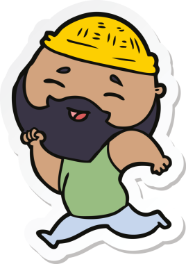 Bir insan tarafından çizilmiş mutlu sakallı bir adamın çıkartması.