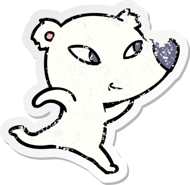 Bir insan tarafından çizilmiş şirin bir kutup ayısının sıkıntılı çıkartması.