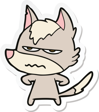 Bir insan tarafından çizilmiş kızgın bir kurdun çıkartması.