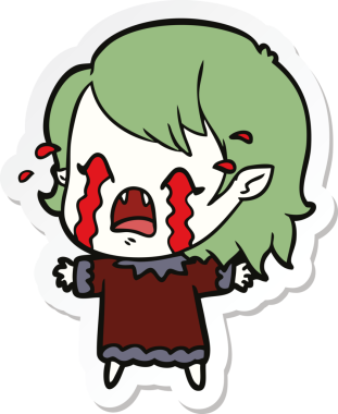 Bir insan tarafından çizilmiş ağlayan vampir bir kızın çıkartması.