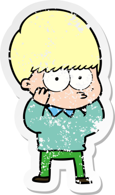 Bir insan tarafından çizilmiş gergin bir çizgi film çocuğunun sıkıntılı çıkartması.