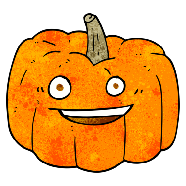 Bir insan tarafından çizilmiş el yapımı cadılar bayramı balkabağı çizgi filmi.