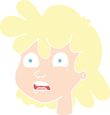 Bir insan tarafından çizilmiş kadın yüzünün düz renk çizimi