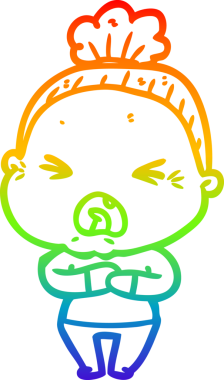 Bir insan tarafından çizilmiş kızgın yaşlı bir kadının çizimi.