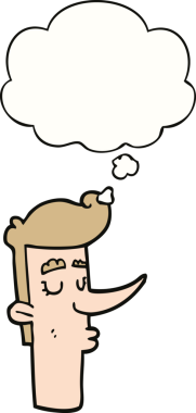 Bir insan tarafından çizilmiş düşünce baloncuğu olan kibirli bir adam.