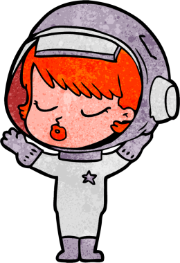 Bir insan tarafından çizilmiş güzel astronot kız.