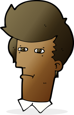 Bir insan tarafından çizilmiş gözleri kısarak bakan çizgi film adamı.