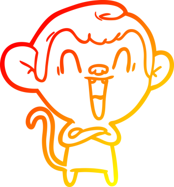 Bir insan tarafından çizilmiş gülen maymun çizgi çizimi.