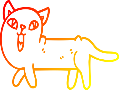 Bir insan tarafından çizilmiş komik çizgi bir kedinin sıcak çizgi çizimi