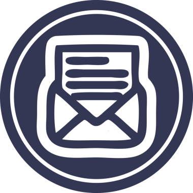 bir insan tarafından çizilmiş zarf harfi dairesel simgesi